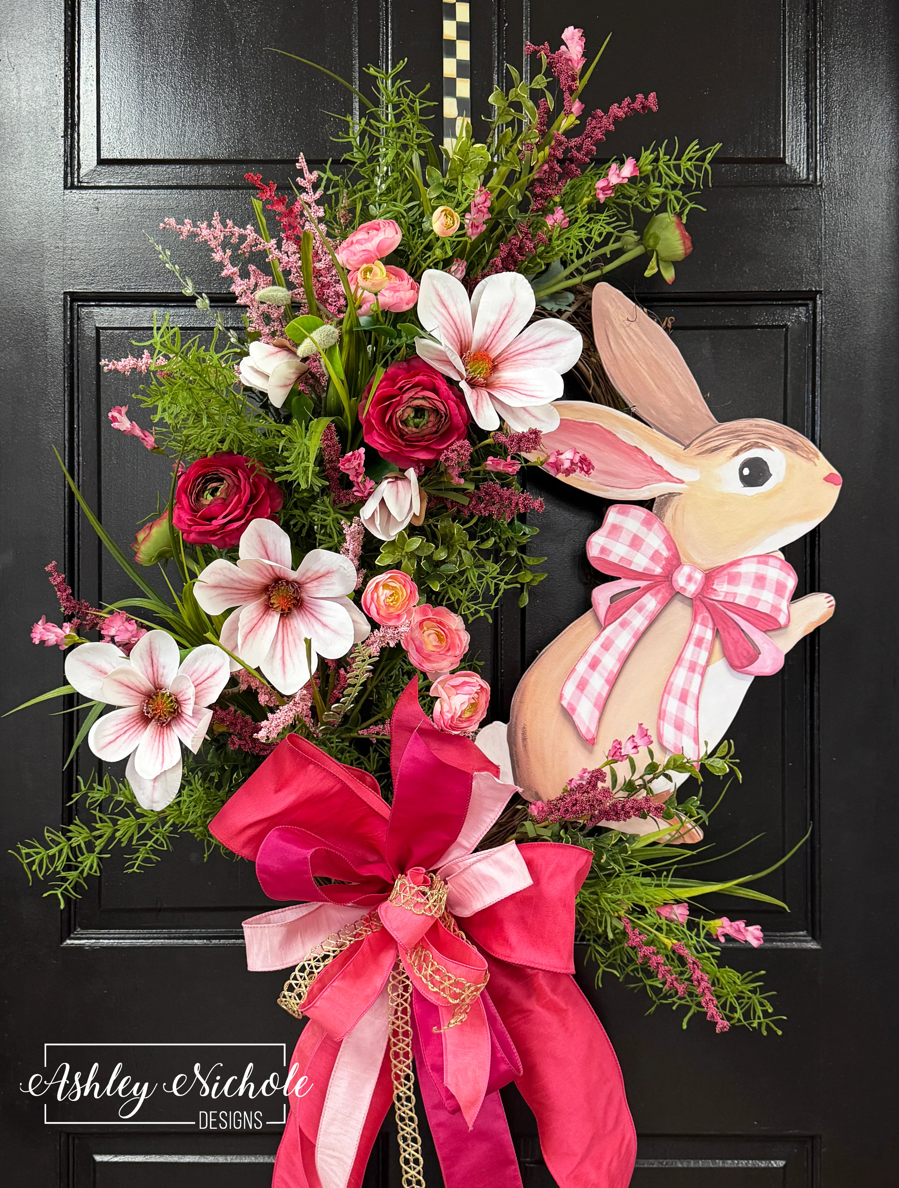 *Pretty in Pink Easter Bunny Wreath