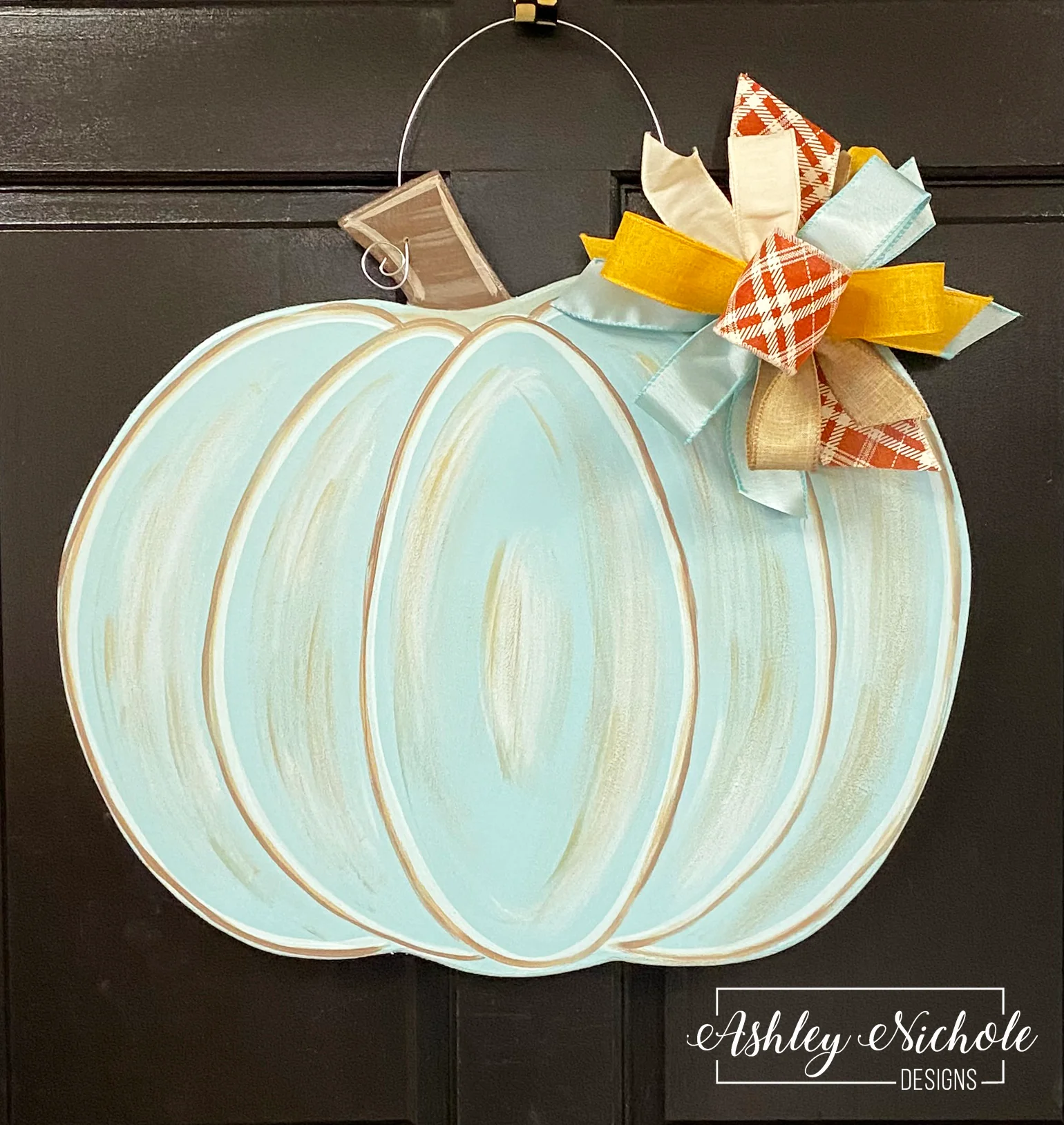 Pumpkin Distressed - Cool Tones - Door Hanger - Choose your Color! (Hand-Painted) - Image 3