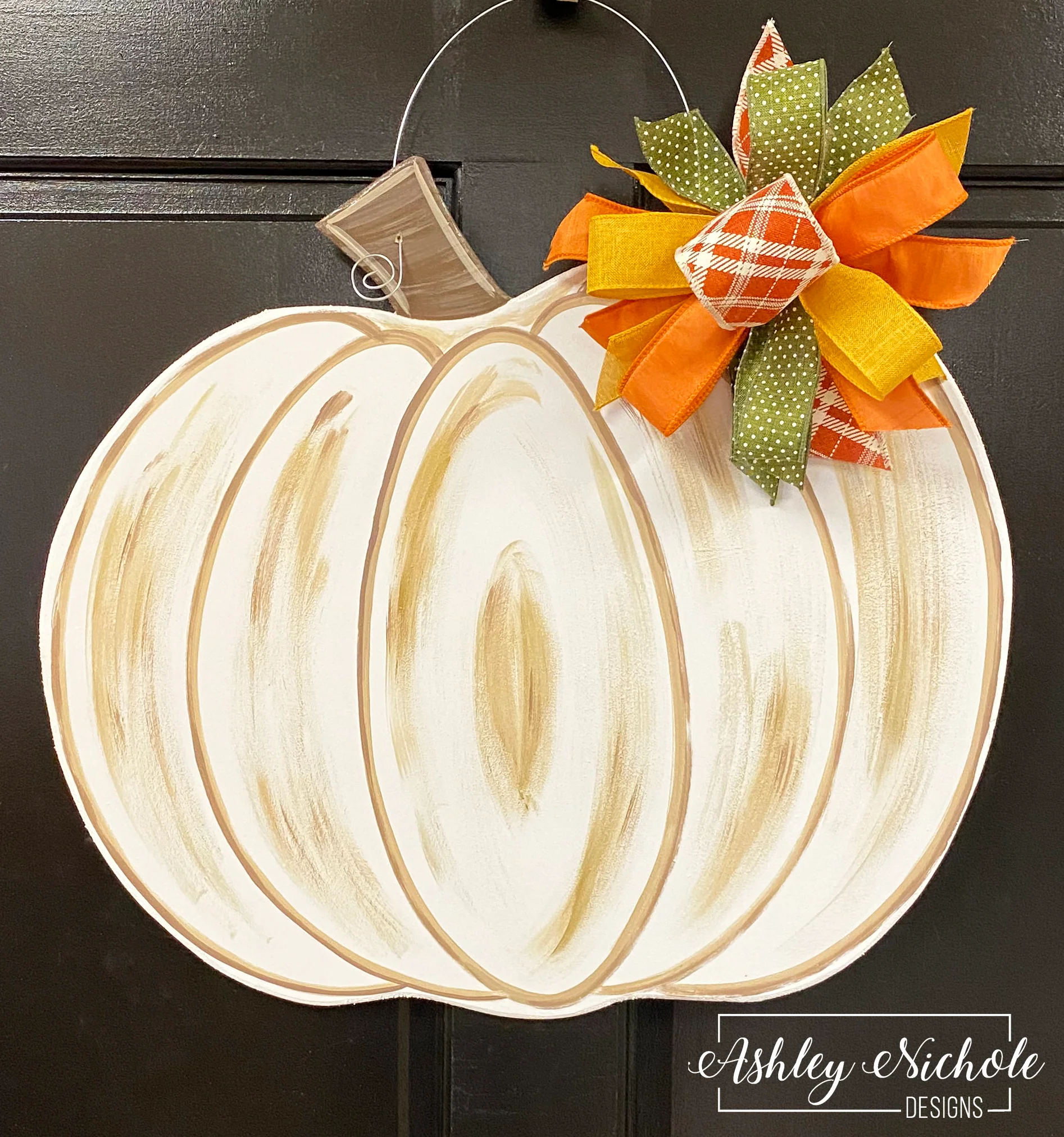 Pumpkin Distressed - Cool Tones - Door Hanger - Choose your Color! (Hand-Painted) - Image 4