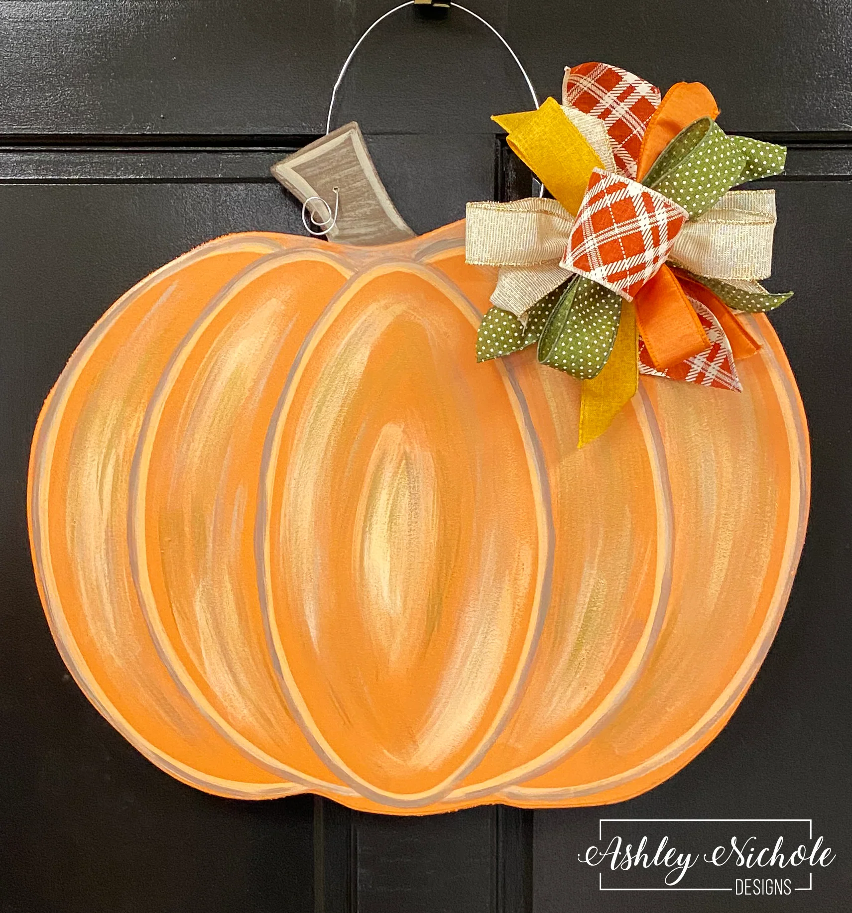 Pumpkin Distressed - Cool Tones - Door Hanger - Choose your Color! (Hand-Painted) - Image 5