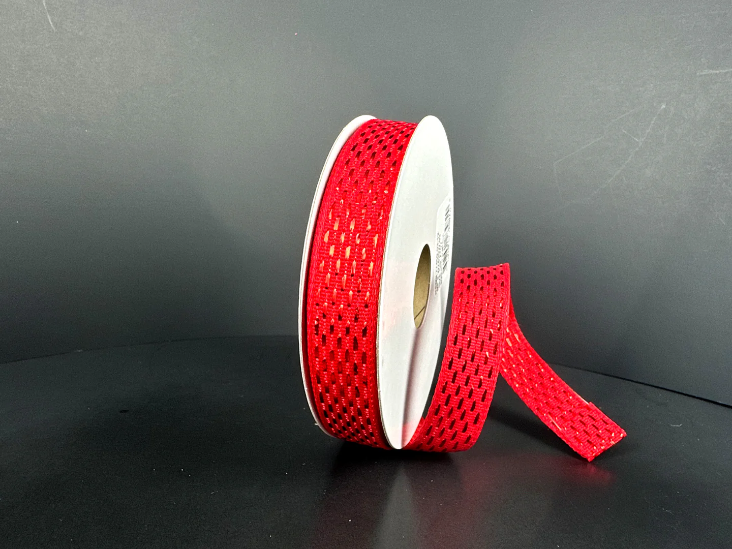 Red w/ Metallic Dashes Wired Ribbon - 5/8" x 25yds