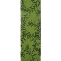 Sage Glitter Leaf Wired Ribbon - 2.5" x 10yds