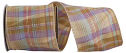 Sand Elegance Plaid Dupioni Wired Ribbon - 4" x 10yds