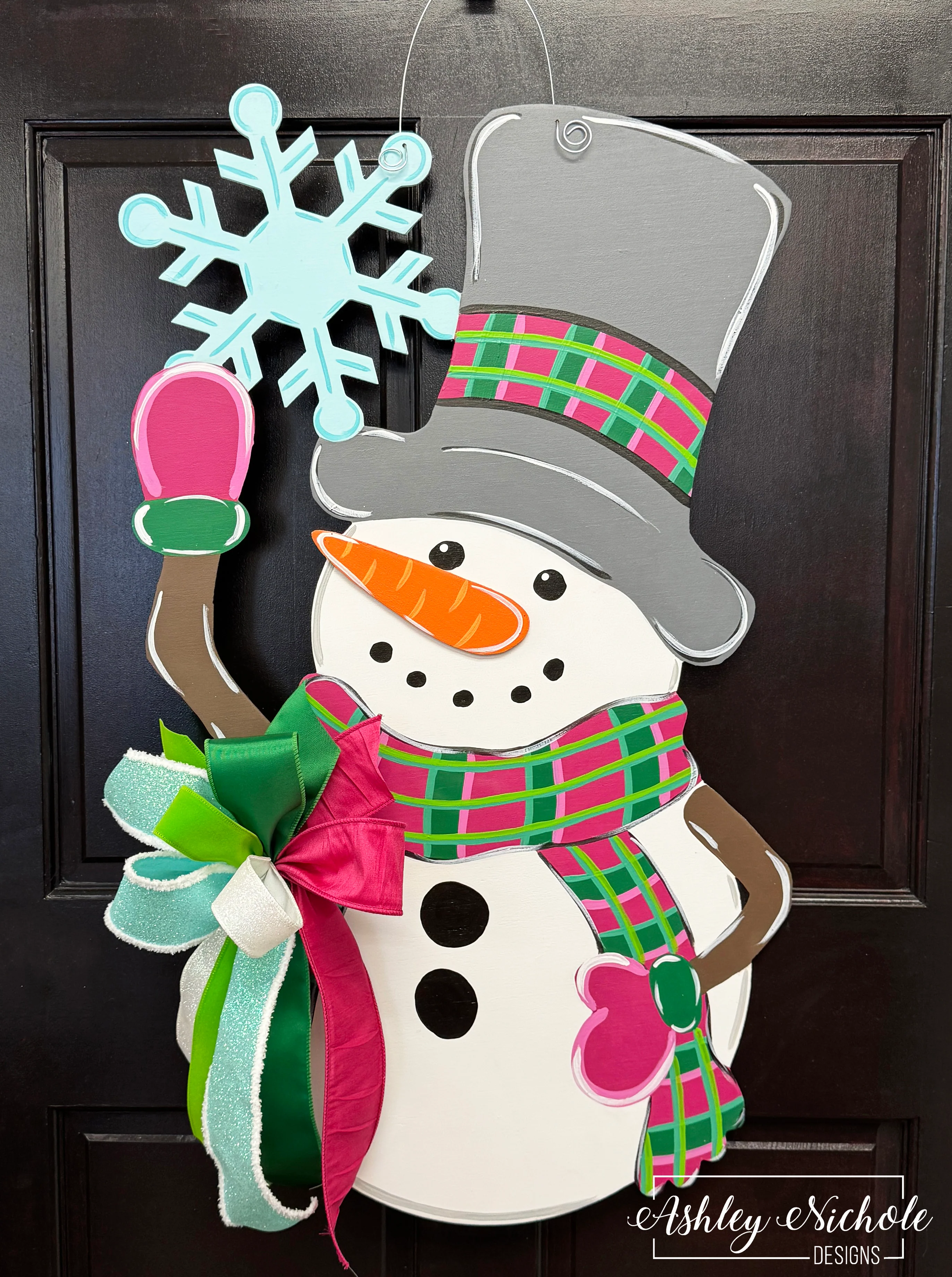 Snowflakes & Plaid Snowman - Door Hanger (UV PRINTED Only)