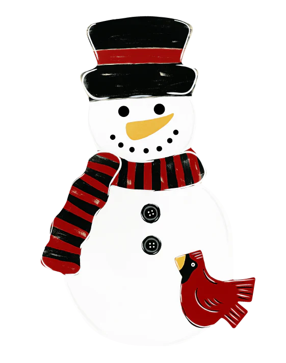 Snowman and Cardinal - Christmas Mini Piece (Magnet/Velcro)