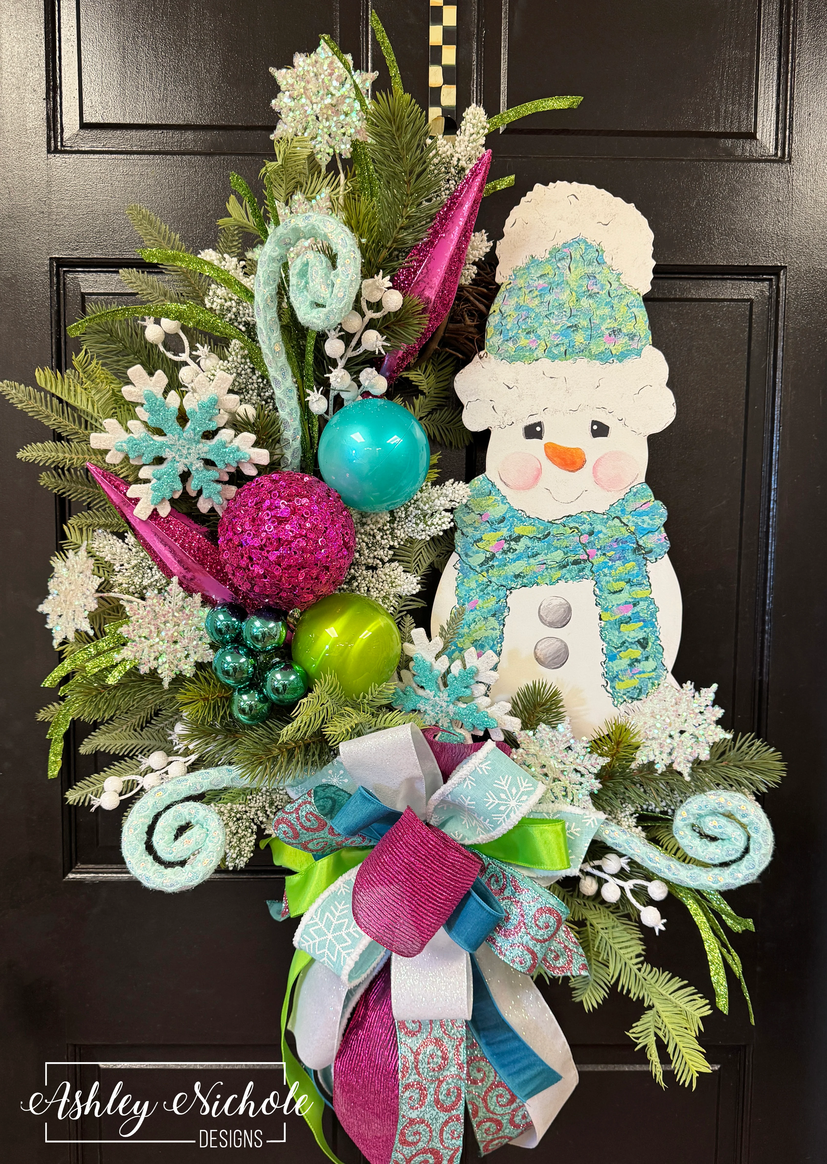 Snuggled up for Winter Snowman Wreath