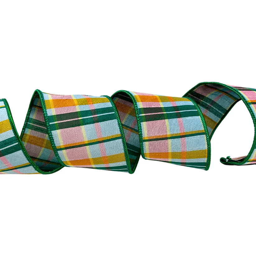Spring Garden Plaid Wired Ribbon - 2.5" x 10yds