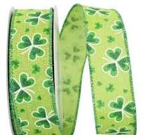 St. Patrick's Linen Delight Wired Ribbon - 1.5" x 20yds