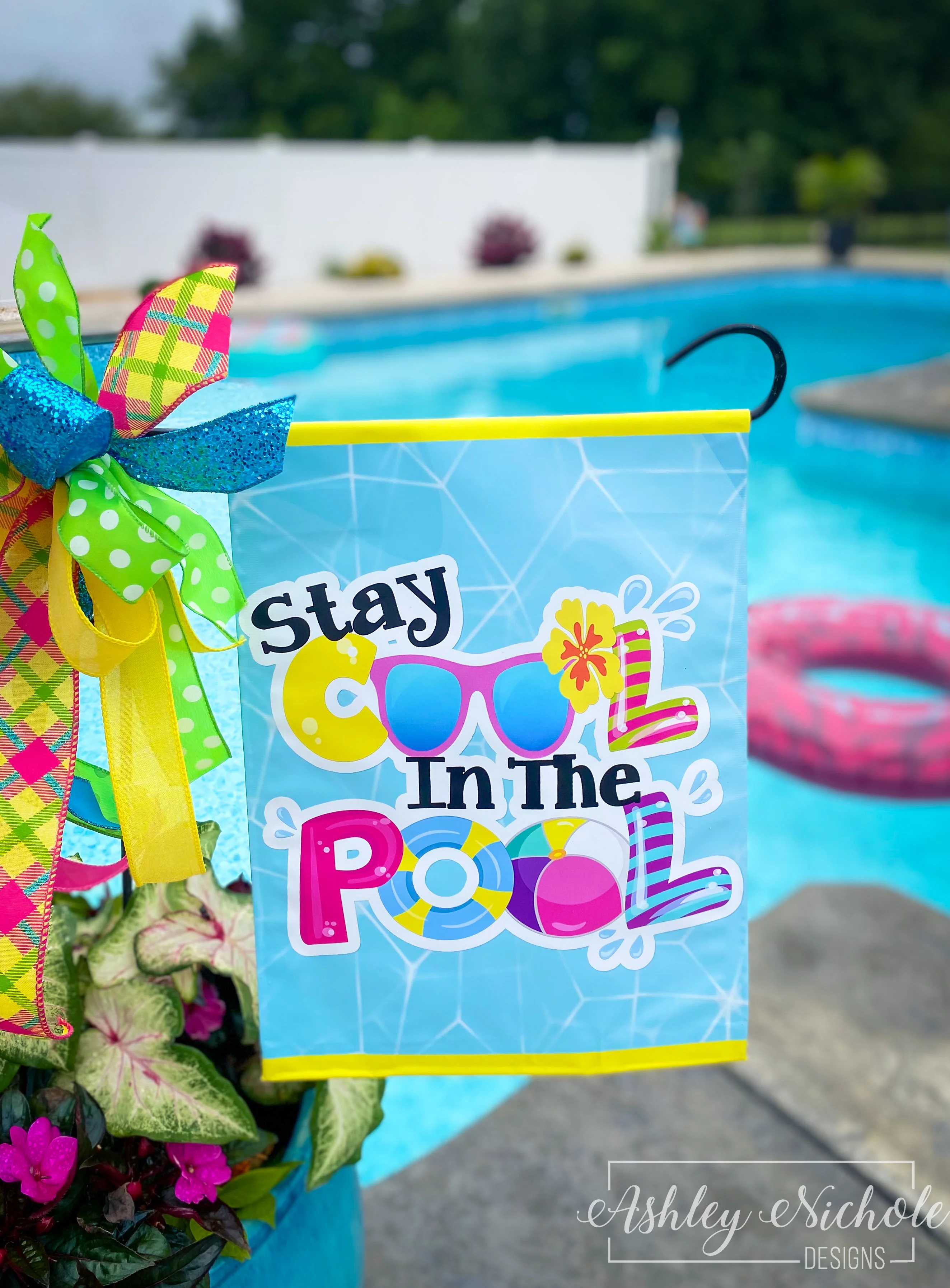Stay Cool in the Pool - Vinyl Garden Flag - Image 2