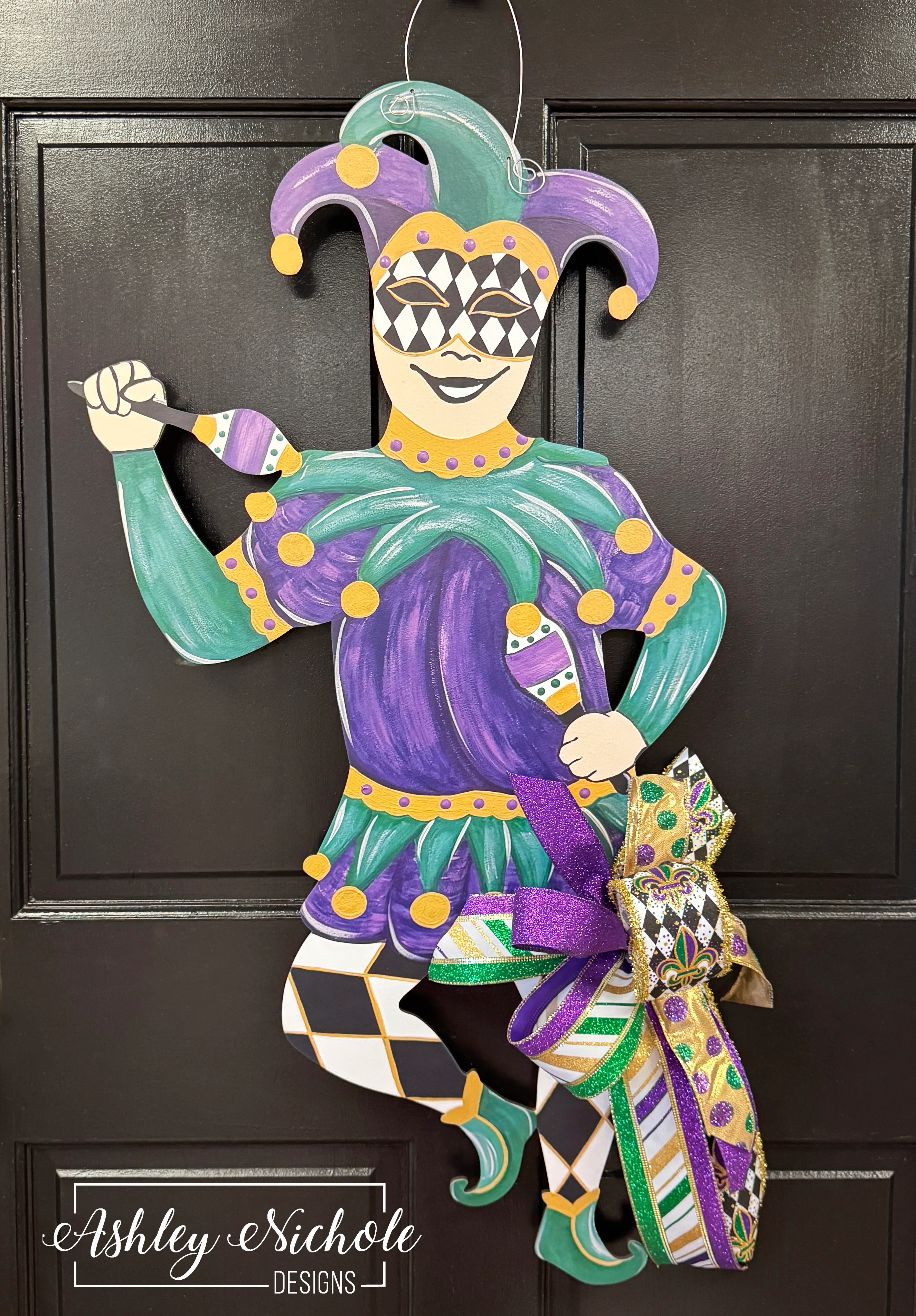 The Bourbon Street Jester - Mardi Gras Door Hanger (UV Printed)