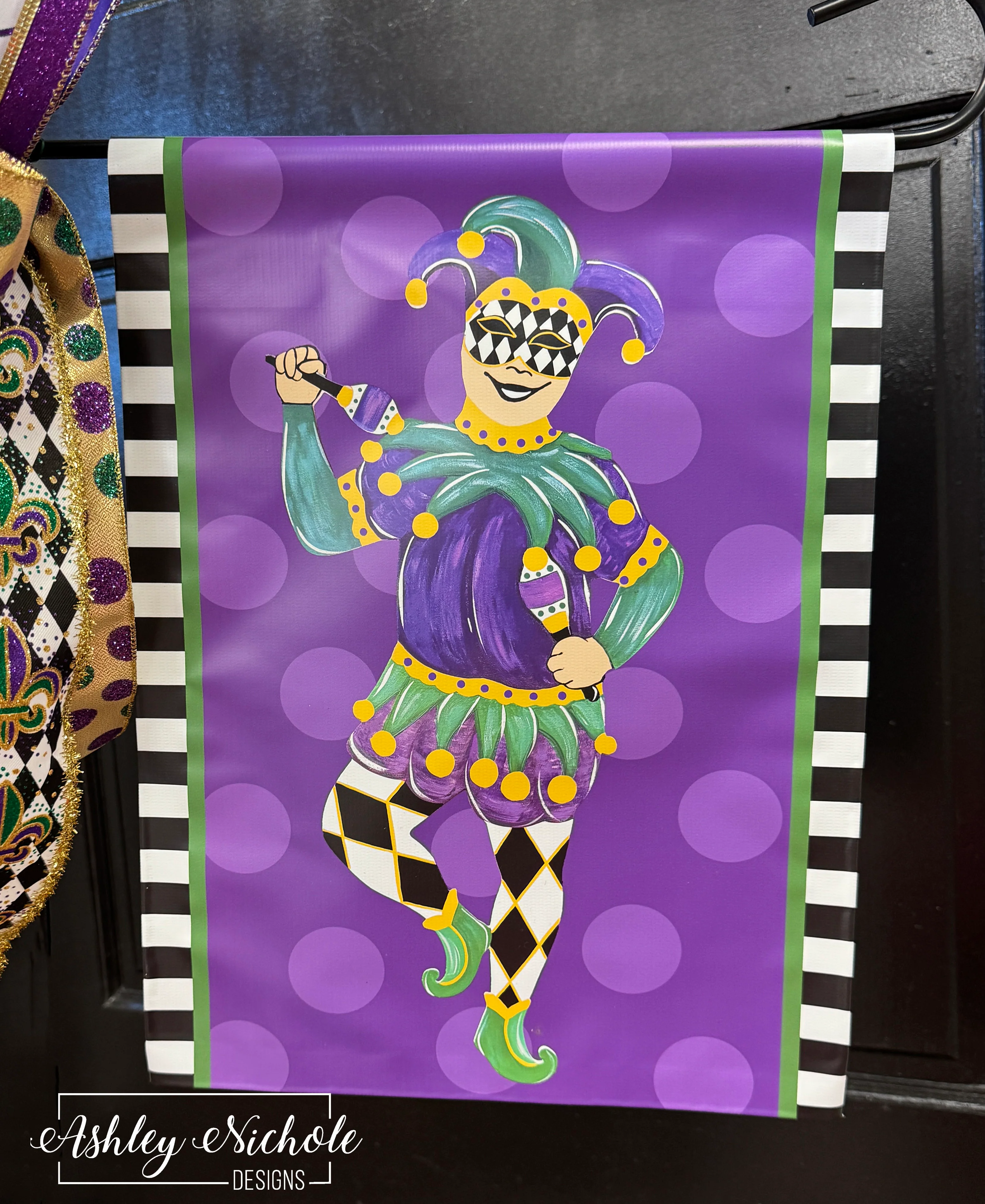 The Bourbon Street Jester Mardi Gras - Vinyl Garden Flag
