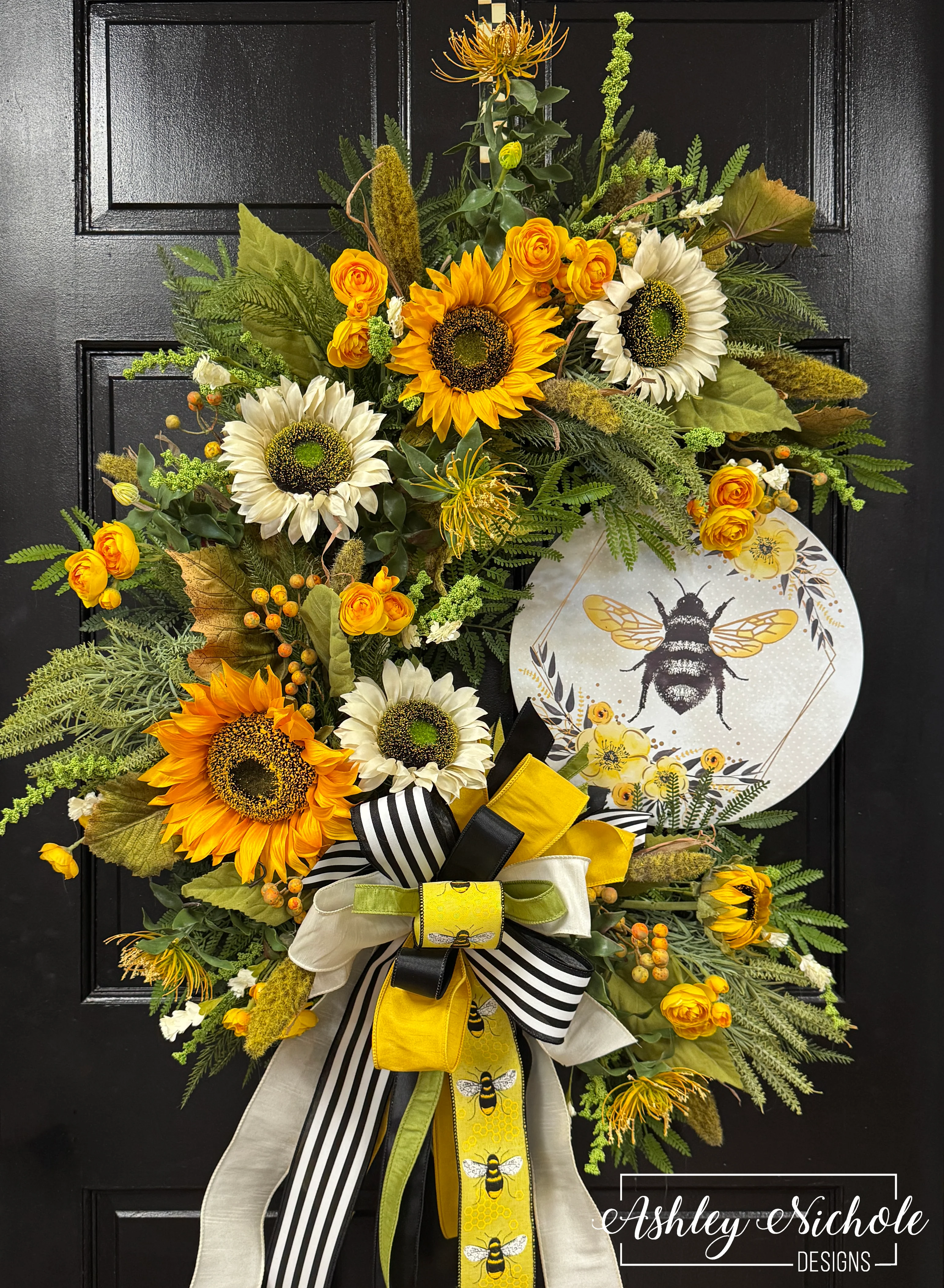 The Honeybee & Sunflowers Garden Wreath