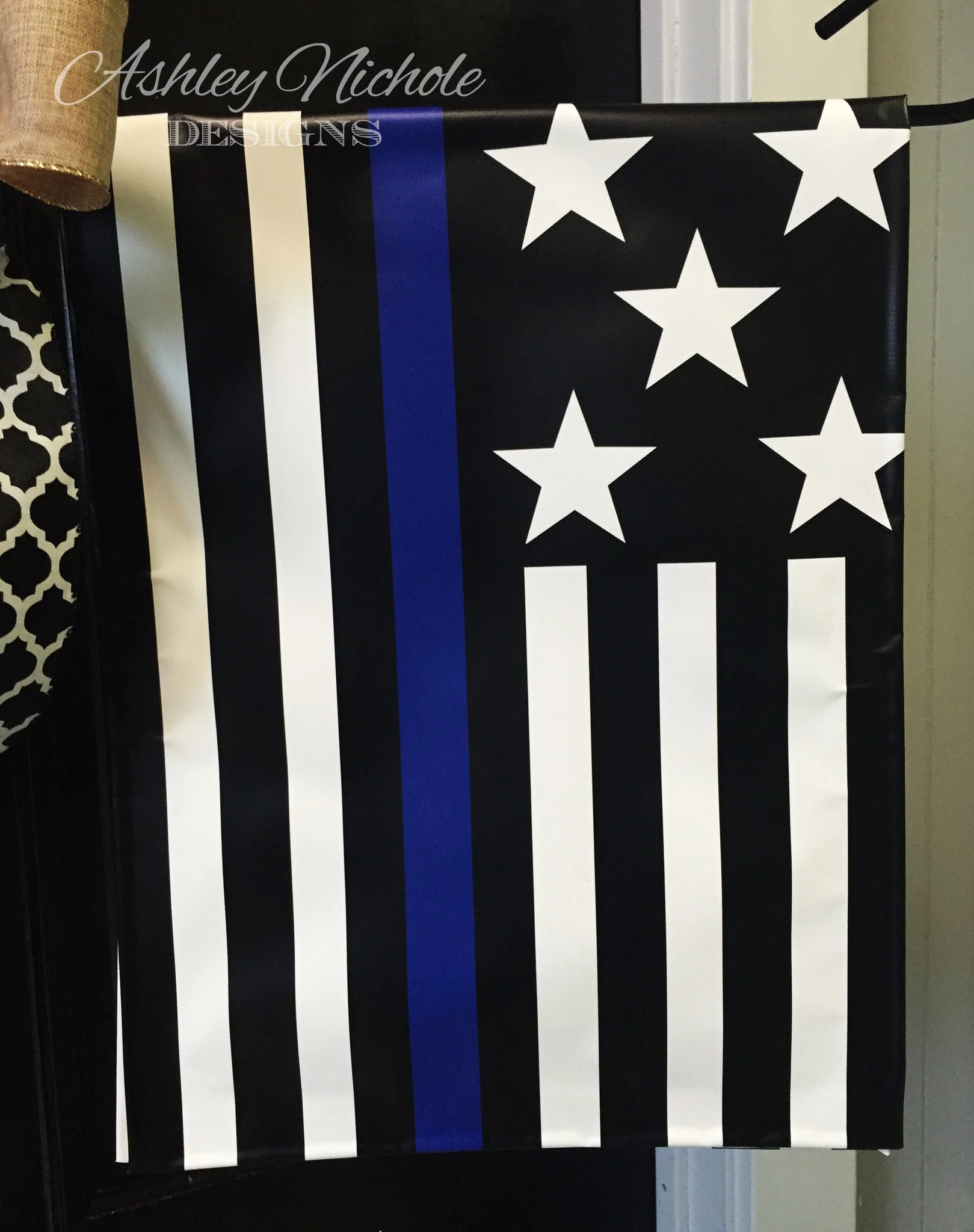 Thin Blue Line American - Vinyl Garden Flag - Image 2