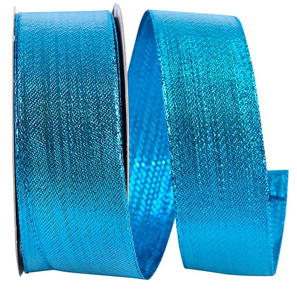 Turquoise Metallic Woven Wired Ribbon - 1.5" x 25yds