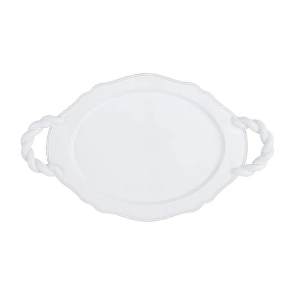 Twisted Handle Ceramic Platter - White