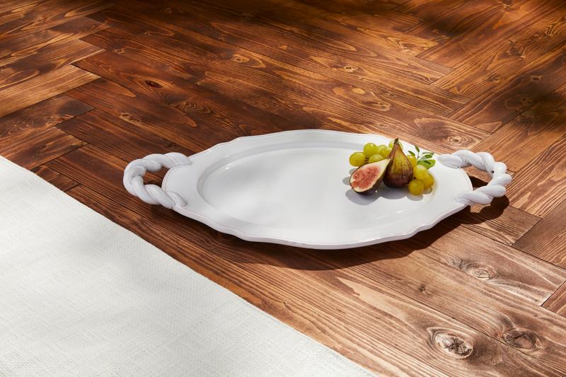 Twisted Handle Ceramic Platter - White - Image 2