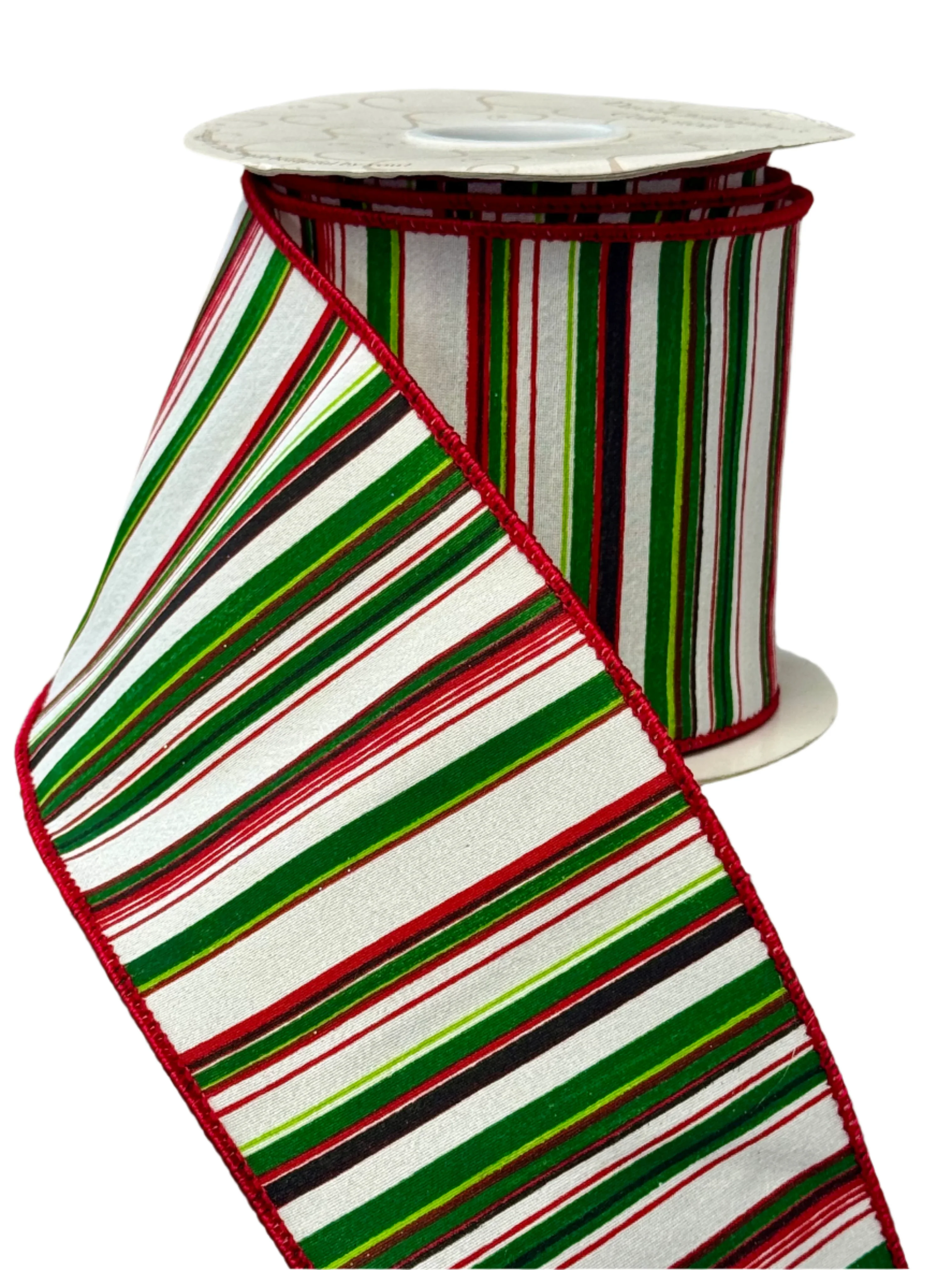 Twisted Peppermint Red & Green Wired Ribbon - 4" x 10yds