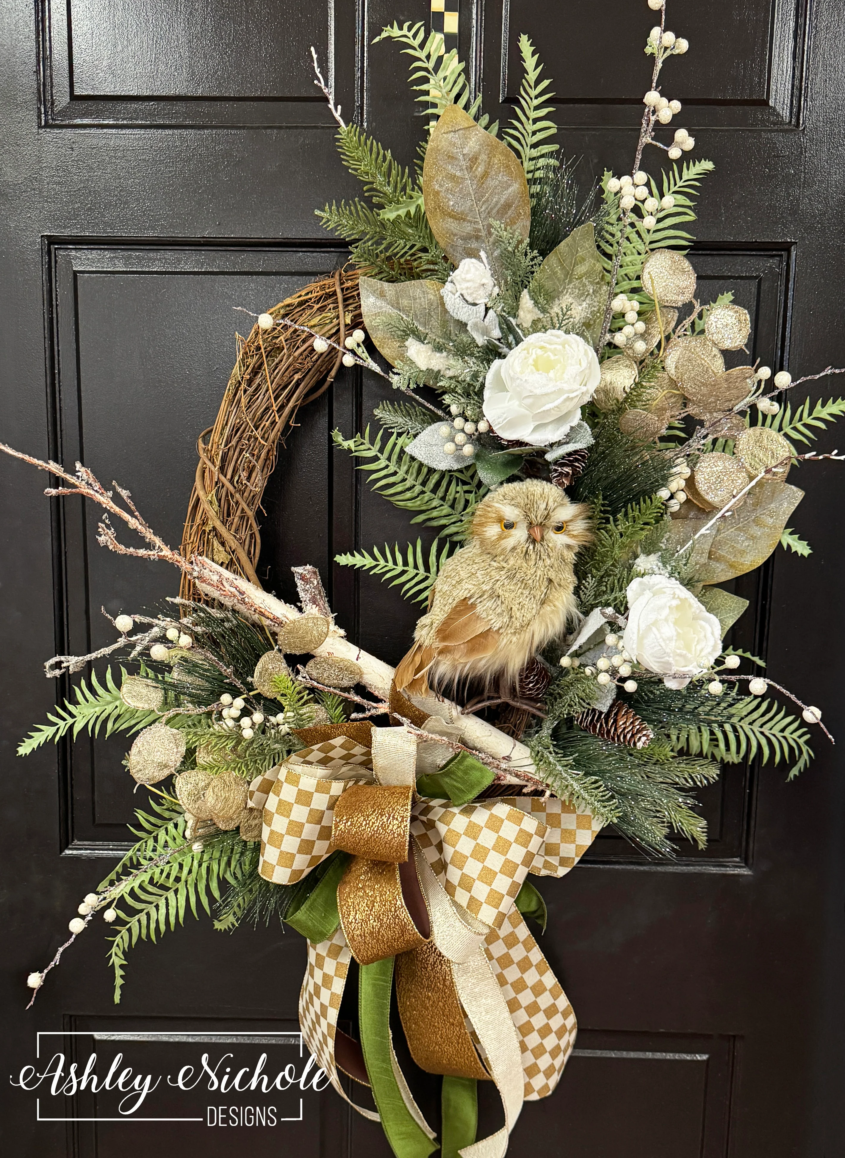 Warm Owl in Winters Snow Wreath