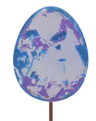 Watercolor Egg Metal Stake - Blue
