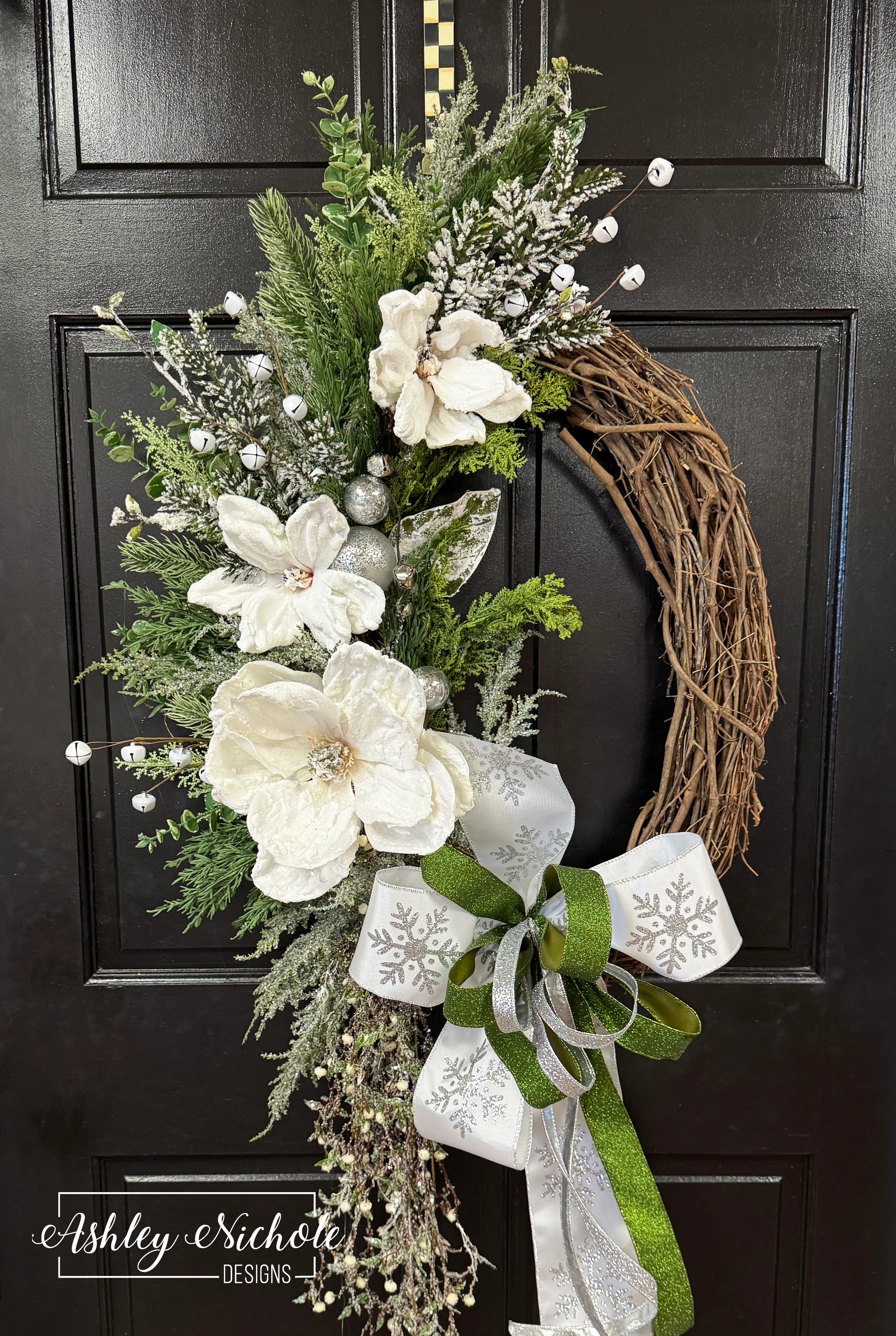 White Christmas Snow Magnolia Wreath
