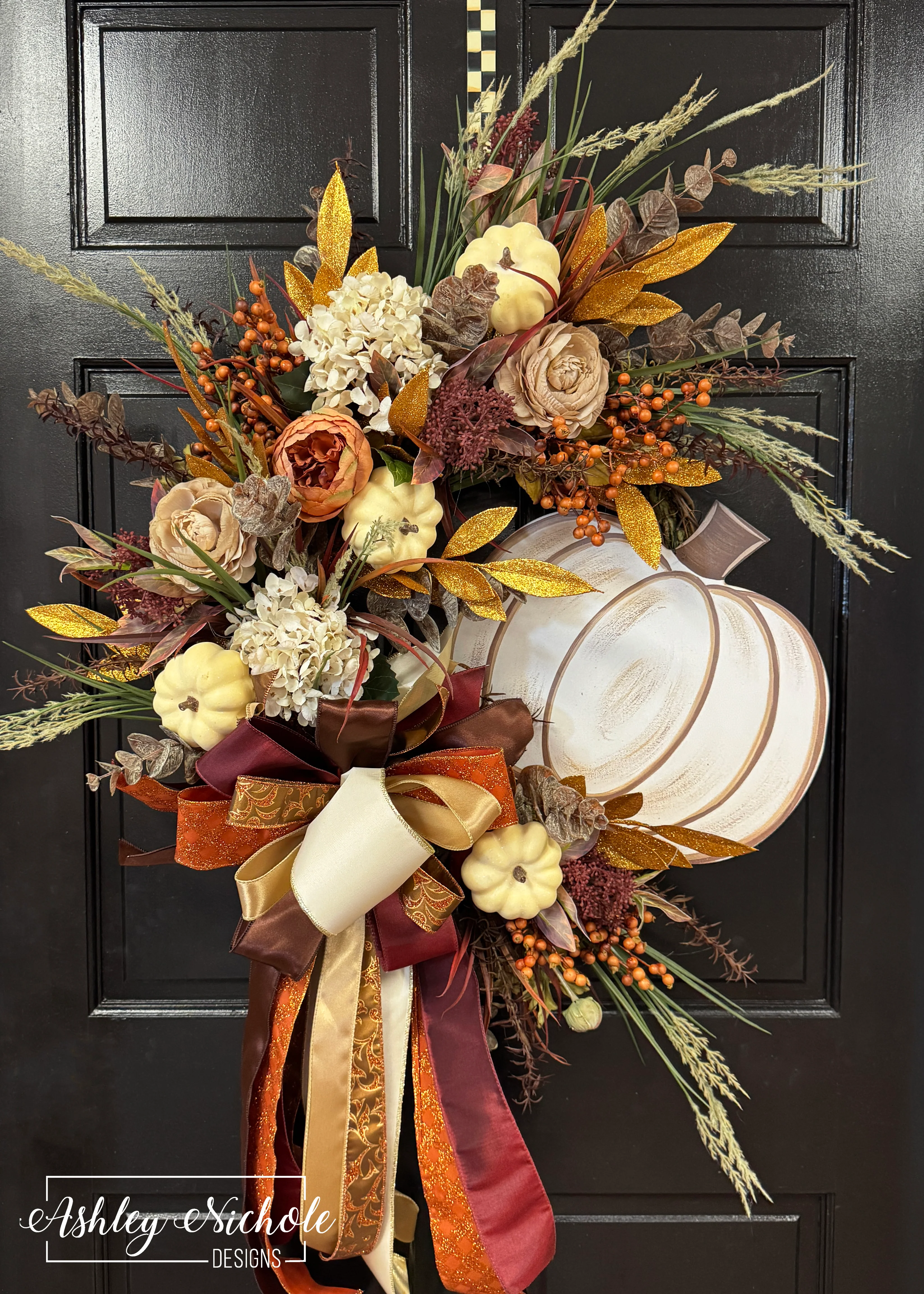 White Pumpkin Fall Dreams Wreath