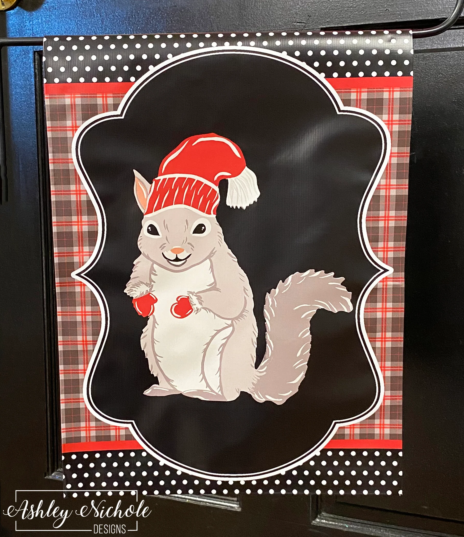 Woodland Squirrel Winter - Vinyl Garden Flag